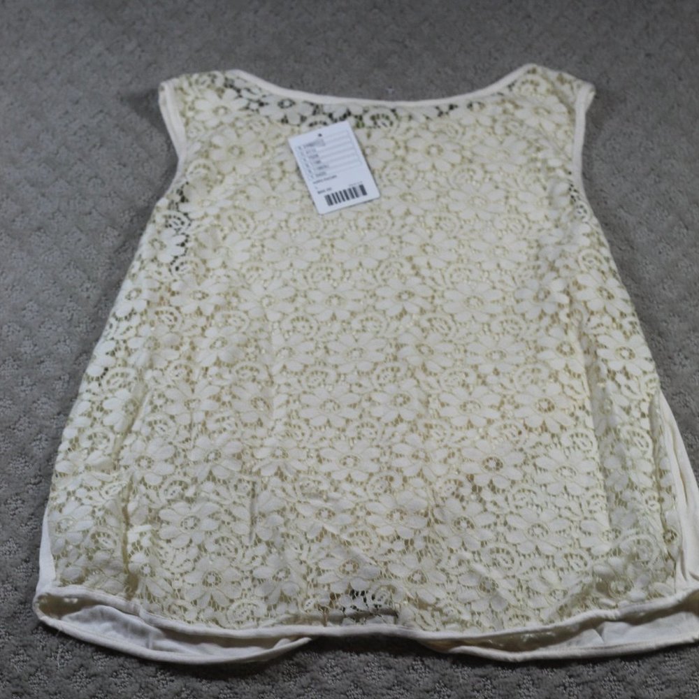 NWT Anthropologie Weston Wear Size Large Ivory Lace Sleeveless Top